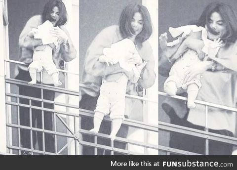 Michael Jackson saves a baby from falling off the balcony, 2002