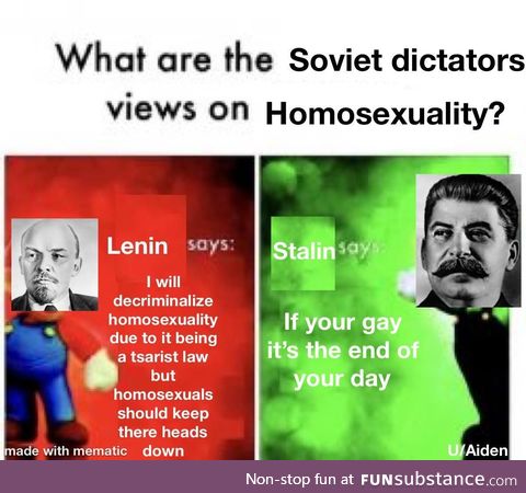 Russia/ussr was one the first country’s to decriminalize lgbt people and was looked