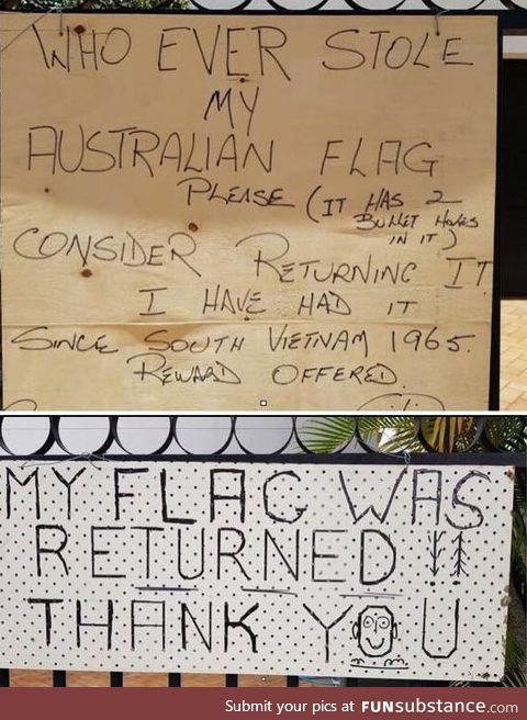 Flag returned, faith restored