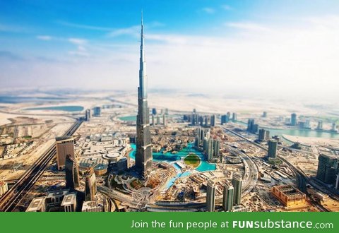 Amazing tilt shift (miniature photography) photo of Dubai