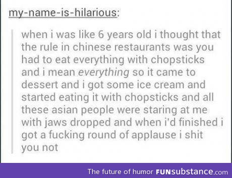 Eating Ice Cream With Chopsticks