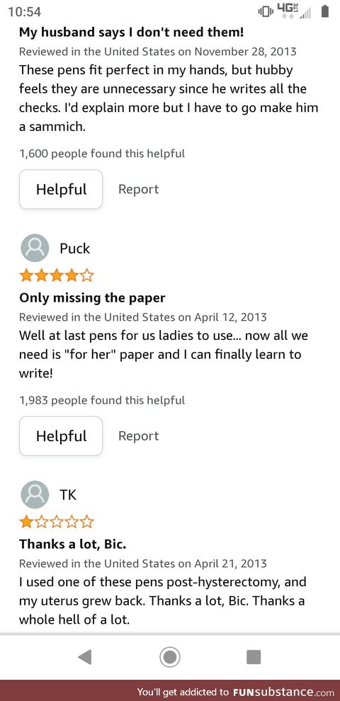 'Bic for Her' pens weren't bad, but the reviews are so much better