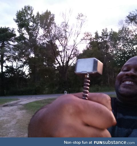 My “Full Sized” Mjolnir arrived. I’m still happy and I refused to let my moment be