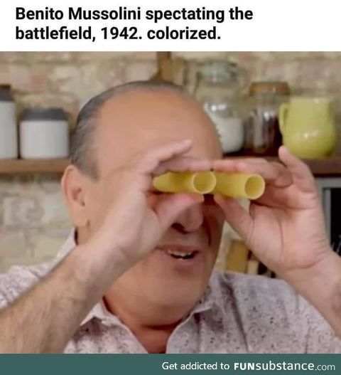 Benito Mussolini spectating the battlefield