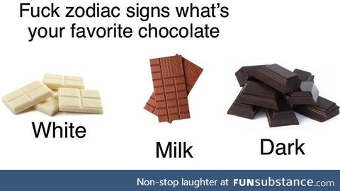 Milk chocolate &gt; Everything else