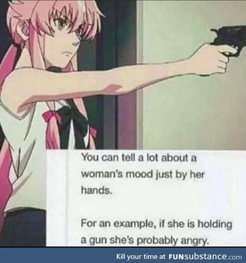 She's holding a gun