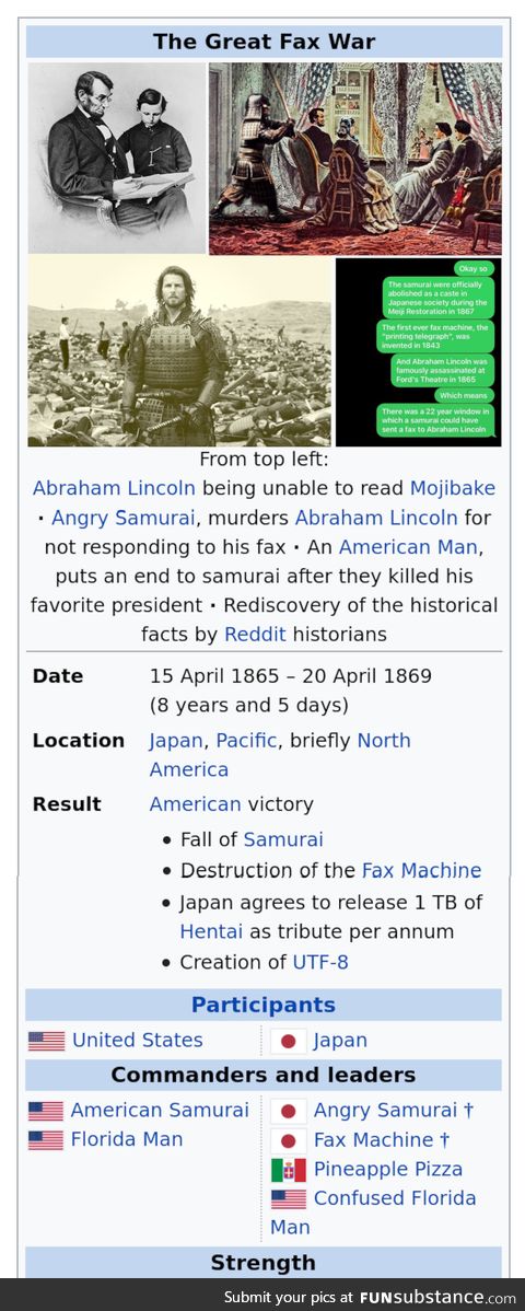 Wikipedia finally recognizes the greatest war ever happened, 1869