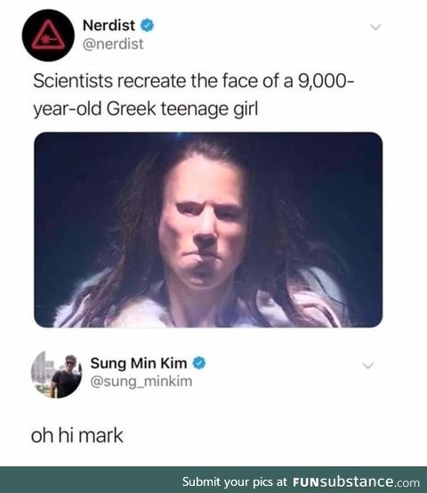 They went to artflow.Ai and put in "9000 year old Greek teenage girl"