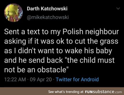 The child must not be an obstacle