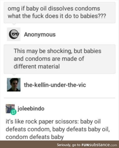 Baby, condom, baby-oil