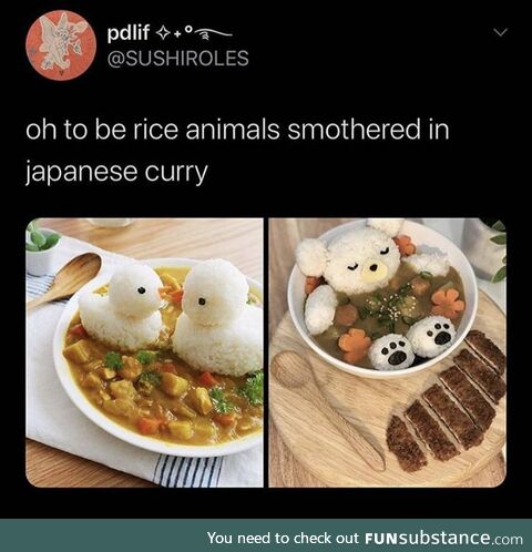 Animals covered in Japanese curry