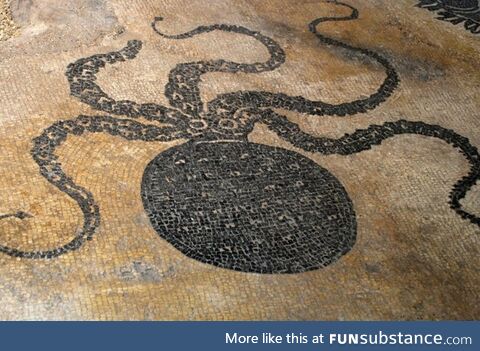 Ancient Octopus Mosaic in a Roman Bath