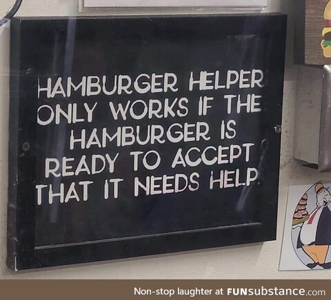 But maybe wait until the hamburger is finished dressing.