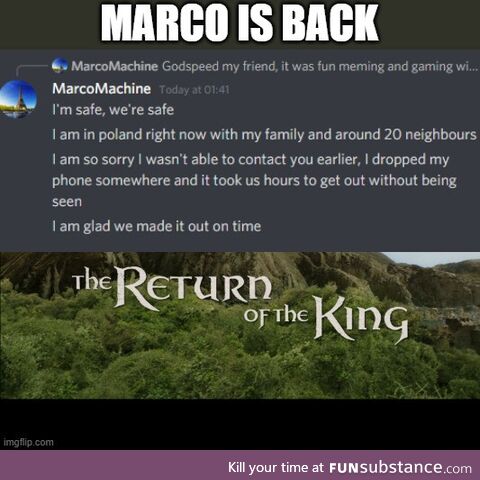 Remember Marco? Well he is back and he is safe!!