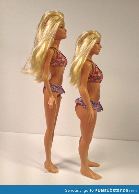 Barbie doll vs. 3D-printed replica based on average 19 year old girl from the US