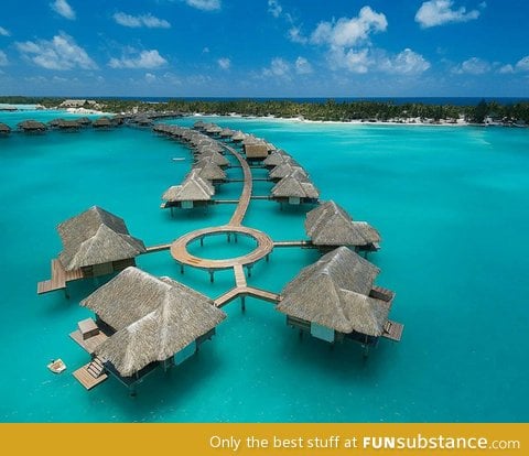 This is what the four seasons hotel looks like in Bora Bora