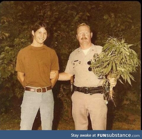 Man proposes to other man with bouquet of weed flowers, 1969