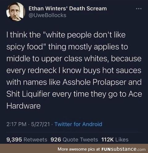 White people dont like spicy food... Pfft
