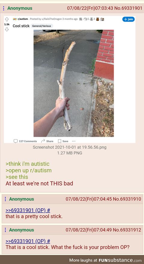 Anon doesn't appreciate cool sticks