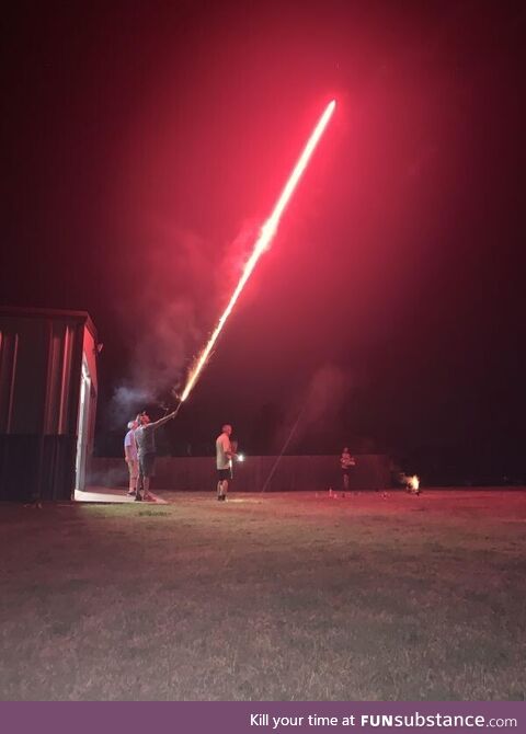 A sweet picture my cousin took of me shooting a Roman Candle