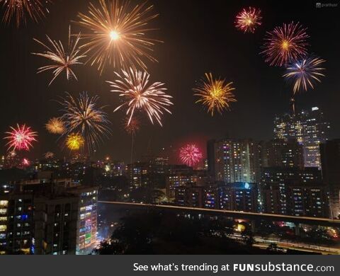 Diwali fireworks, mumbai, india