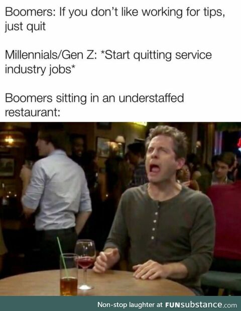 The greedy Boomer restaurant owner is getting pwned