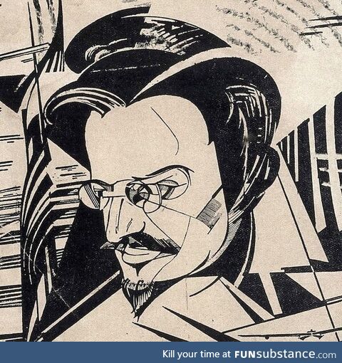 Cubist portrait of Leon Trotsky