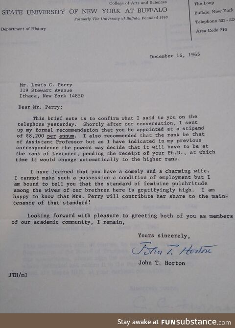 This job acceptance letter would be unimaginable today