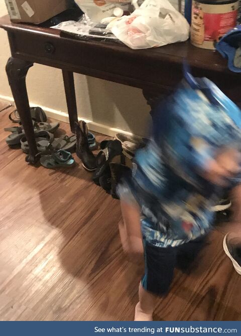 My son got a Sonic the Hedgehog set of clothes. Here’s the only pic I could get