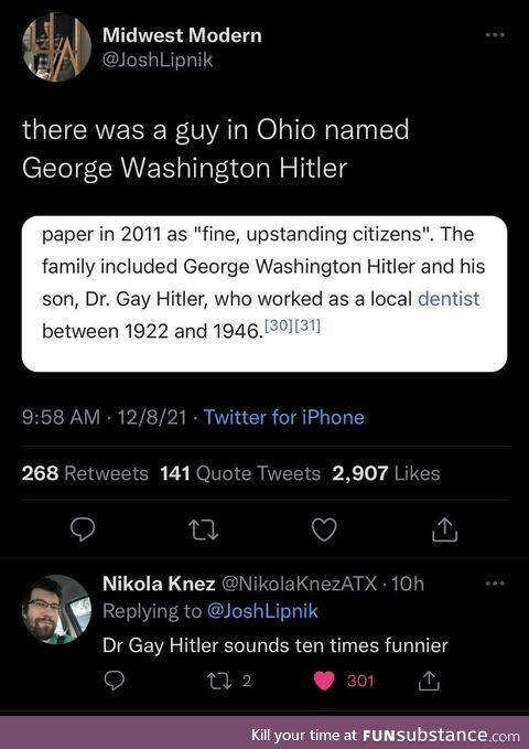 Imagine having your teeth checked by Dr. Gay Hitler