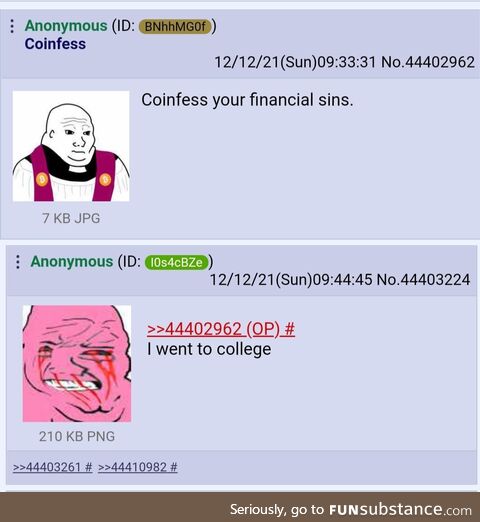 Anon fell for the college trap