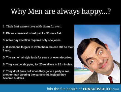 Why men are always happy