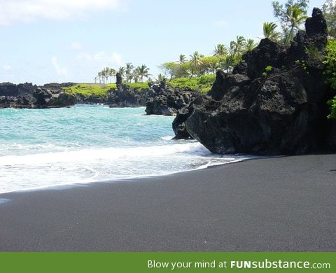 Black sand beach in Hawaii