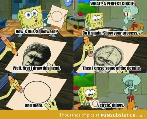 How spongebob draws a circle