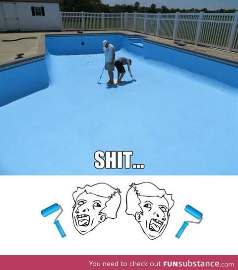 Two geniuses painting a pool