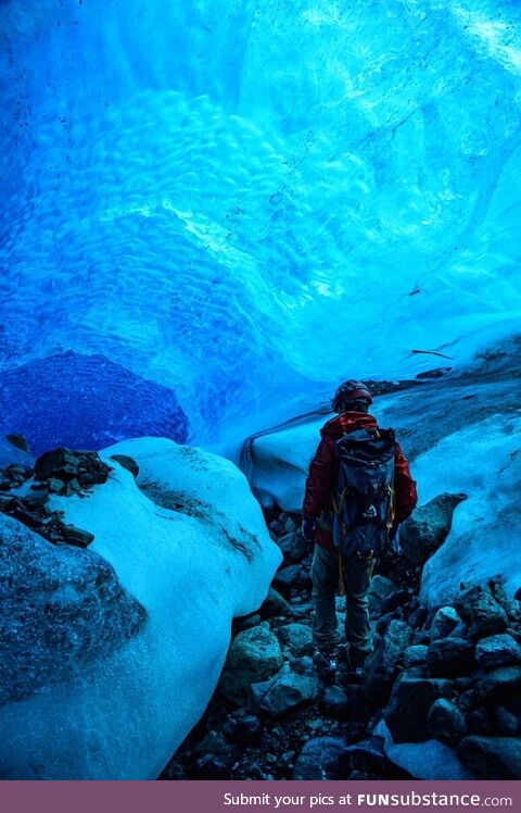 Ice Cave under a glacier in Alaska