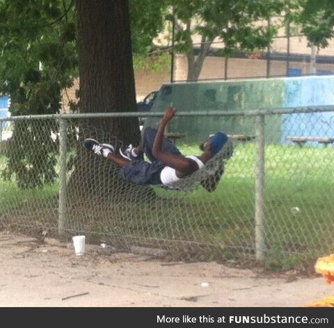 Meanwhile back in Detroit, hood hammocks are installed on every block