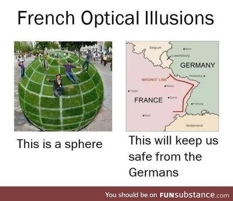 France: Ha u cans not attack us Germany: *goes around* France: Frick! U cheater