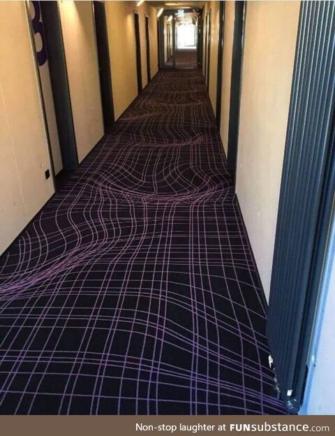 A hotel in Germany used 3D carpets to prevent guests from running in the Passage