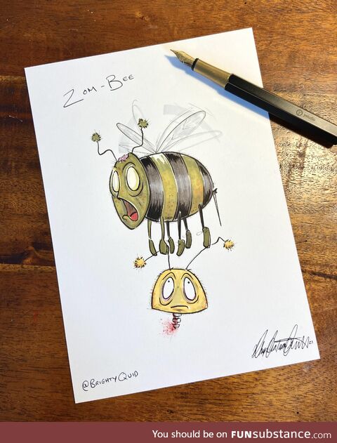 Zom-bee for Halloween - Ink Drawing
