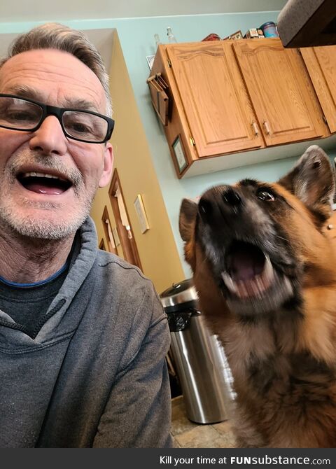 My father finally got a real phone and this is his first official selfie