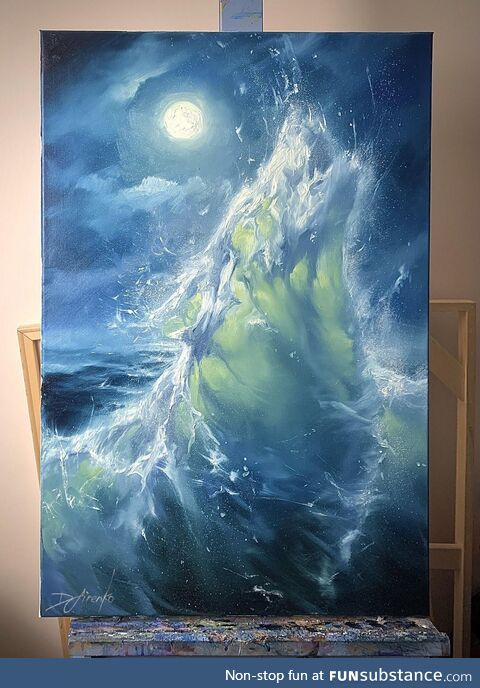 I love to paint hidden images in my seascapes! Here’s one I just finished today, oil on
