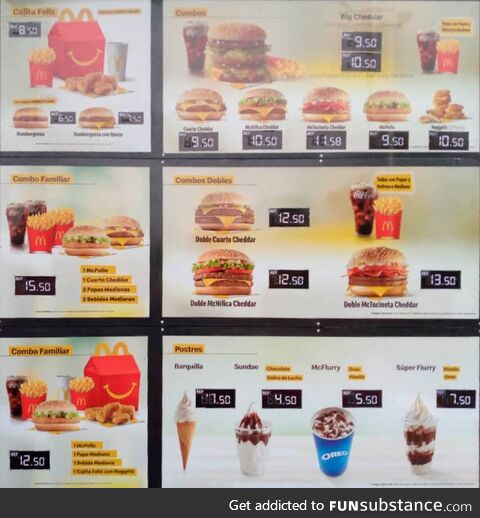 McDonald's prices in Venezuela (minimum monthly wage is 16 USD and average around 100 USD)