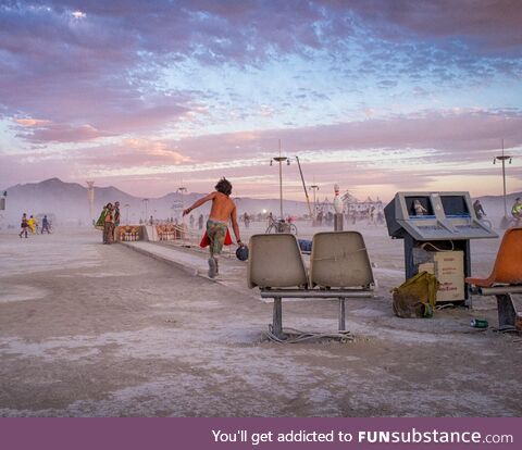 Outdoor bowling at Burning Man [OC]