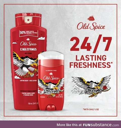 Old Spice Eaglefangs Deodorant and Body Wash. Is it a bird? Is it a fang? No one knows