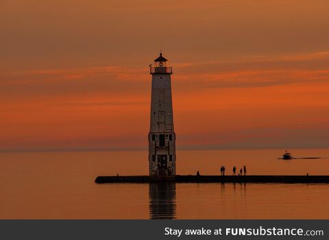 Frankfort Light in Michigan during a beautiful sunset