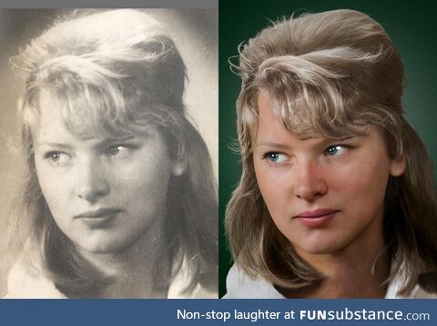 Restored & Reimagined the photo of a or's grandmother whom they never got to see in