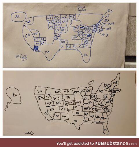 My wife and I both tried to draw a map of the US from memory