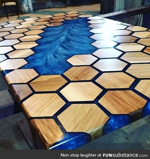 Blue epoxy table