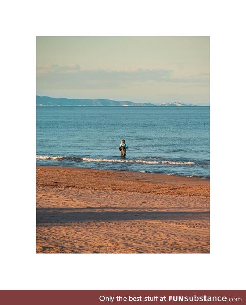 Fishing man on a Spanish beach